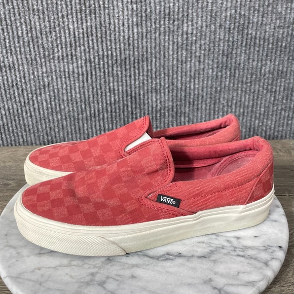 Vans Shoes Mens 6 Womens 7.5 Red Classic Slip On Checkerboard Sneakers Skate BMX - Picture 4 of 10